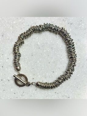Vintage Silver-Tone Disc Bracelet